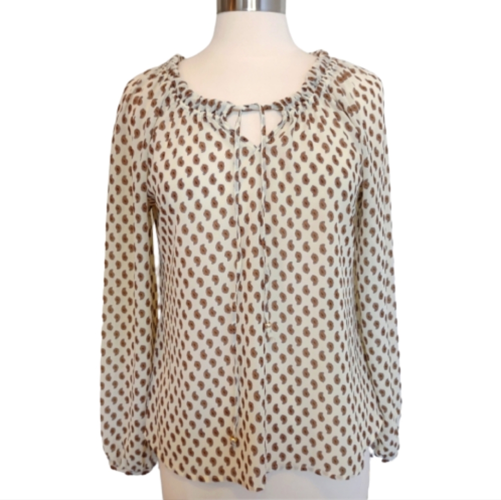 ROSE & OLIVE Peasant Top small Paisley Cream Brown Boho